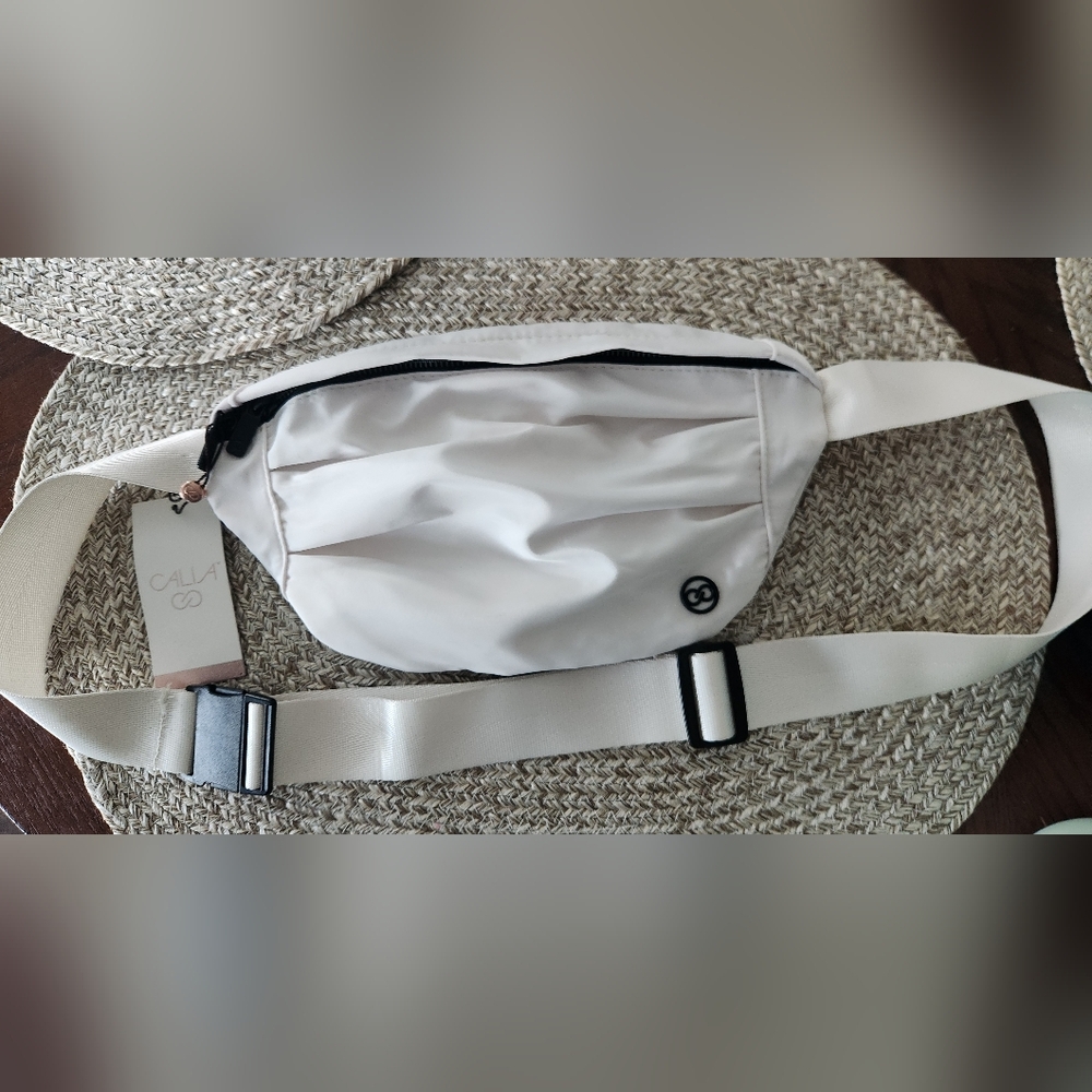 White Belt Bag with Black Accents